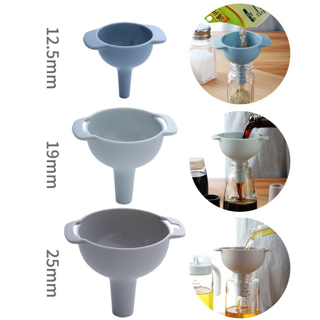 3pcs Food Grade Plastic Funnels for Bottling for Powder Water Milk Transfer