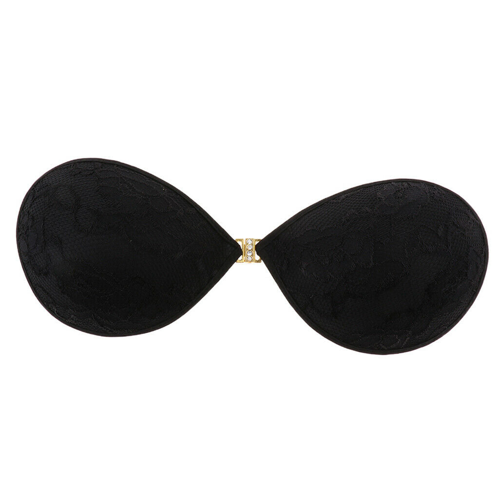 Selfadhesive Strapless Reusable Invisible Silicone Pushup Bras Black S