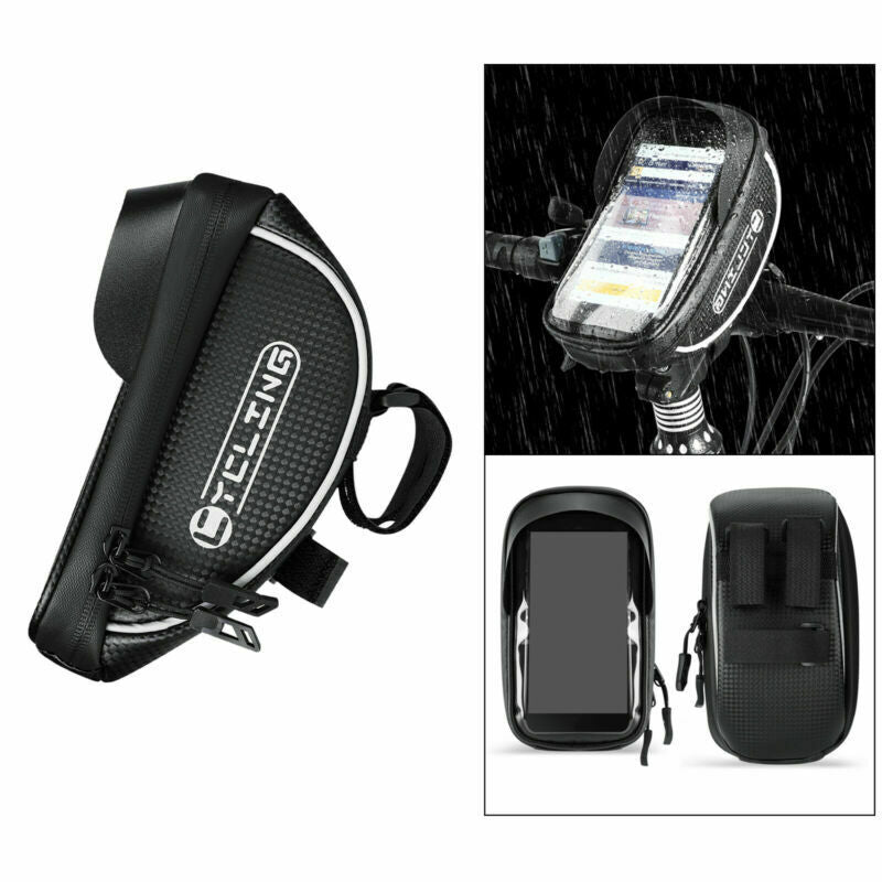 Waterproof Bicycle Phone Frame Bag Cycling Double Pouch Bike Accessories