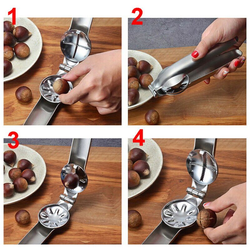 Stainless Steel Nut Cracker Opener Quick Chestnut Clip Walnut Pliers Nut ToolsSJ