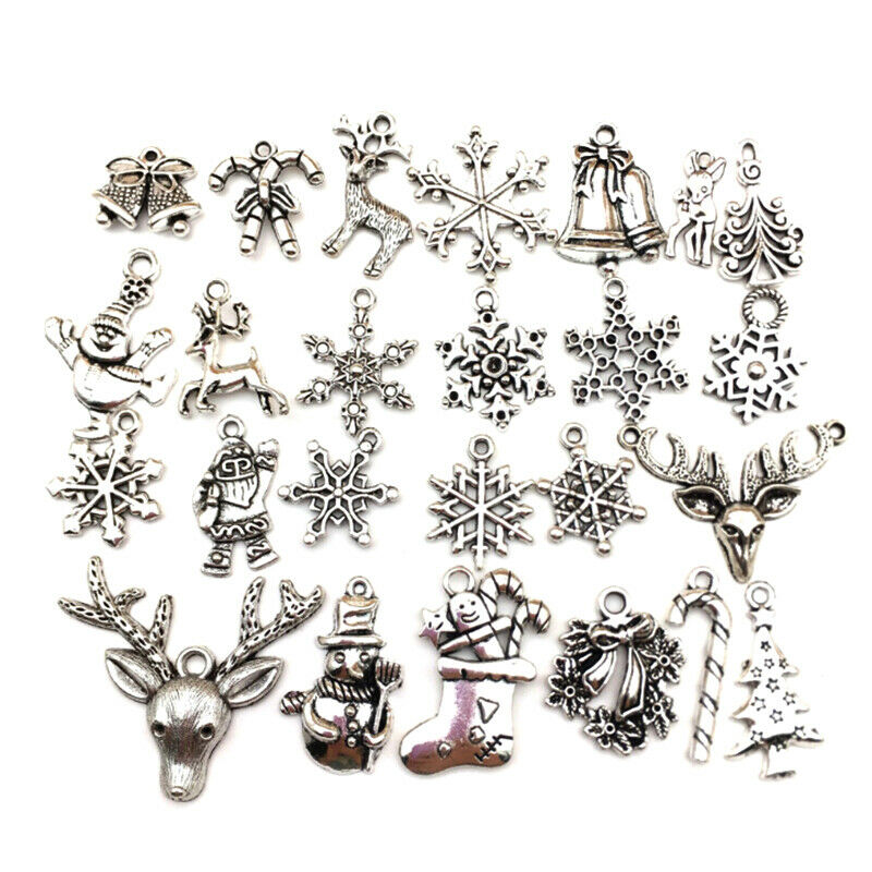 50x/lot Tibetan Sliver Mini Mixed Christmas Charms Pendant DIY Jewelry Ma.l8