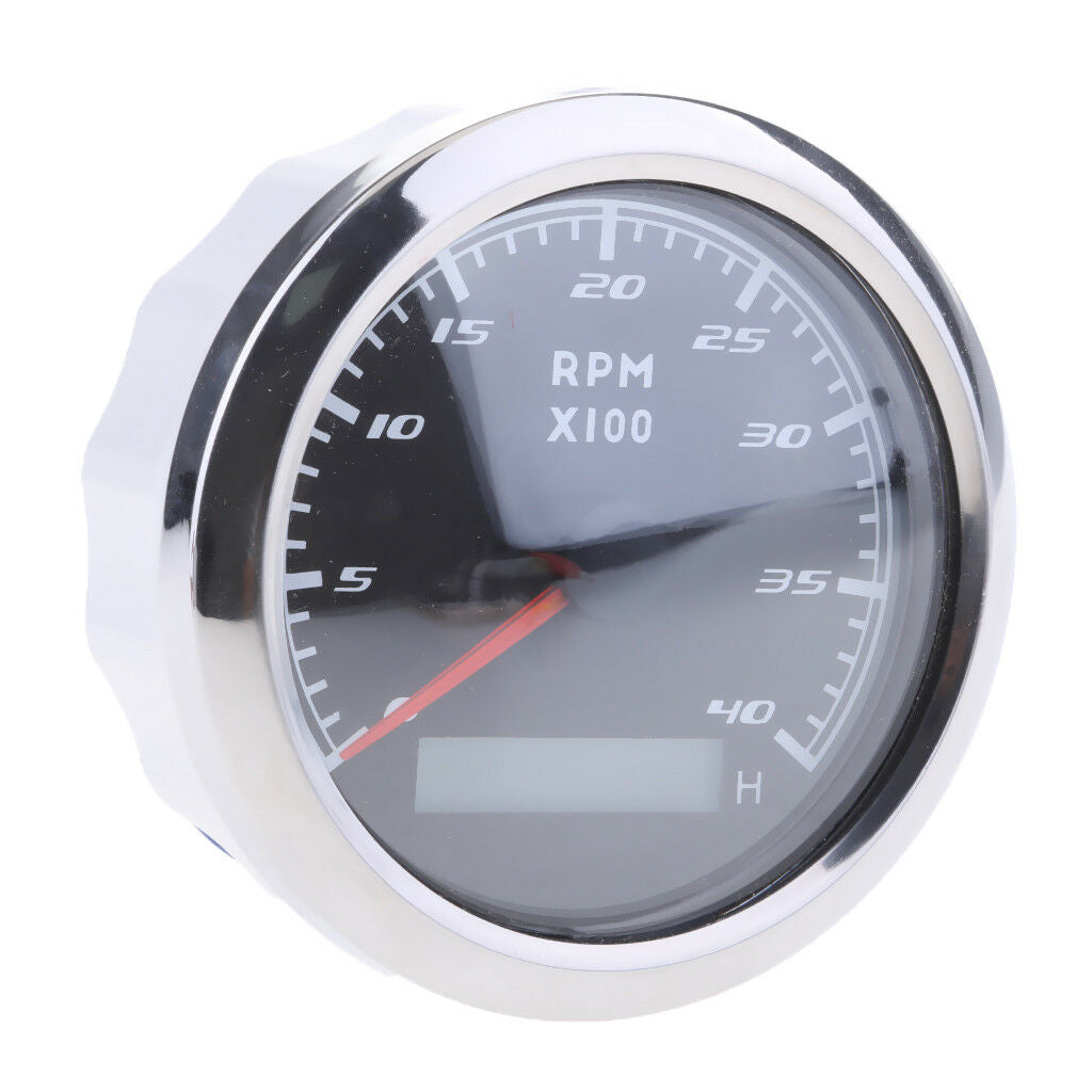 0-4000RPM Tachometer Gauge LCD Tacho Hour Meter 9-32V 85mm For Marine Boat