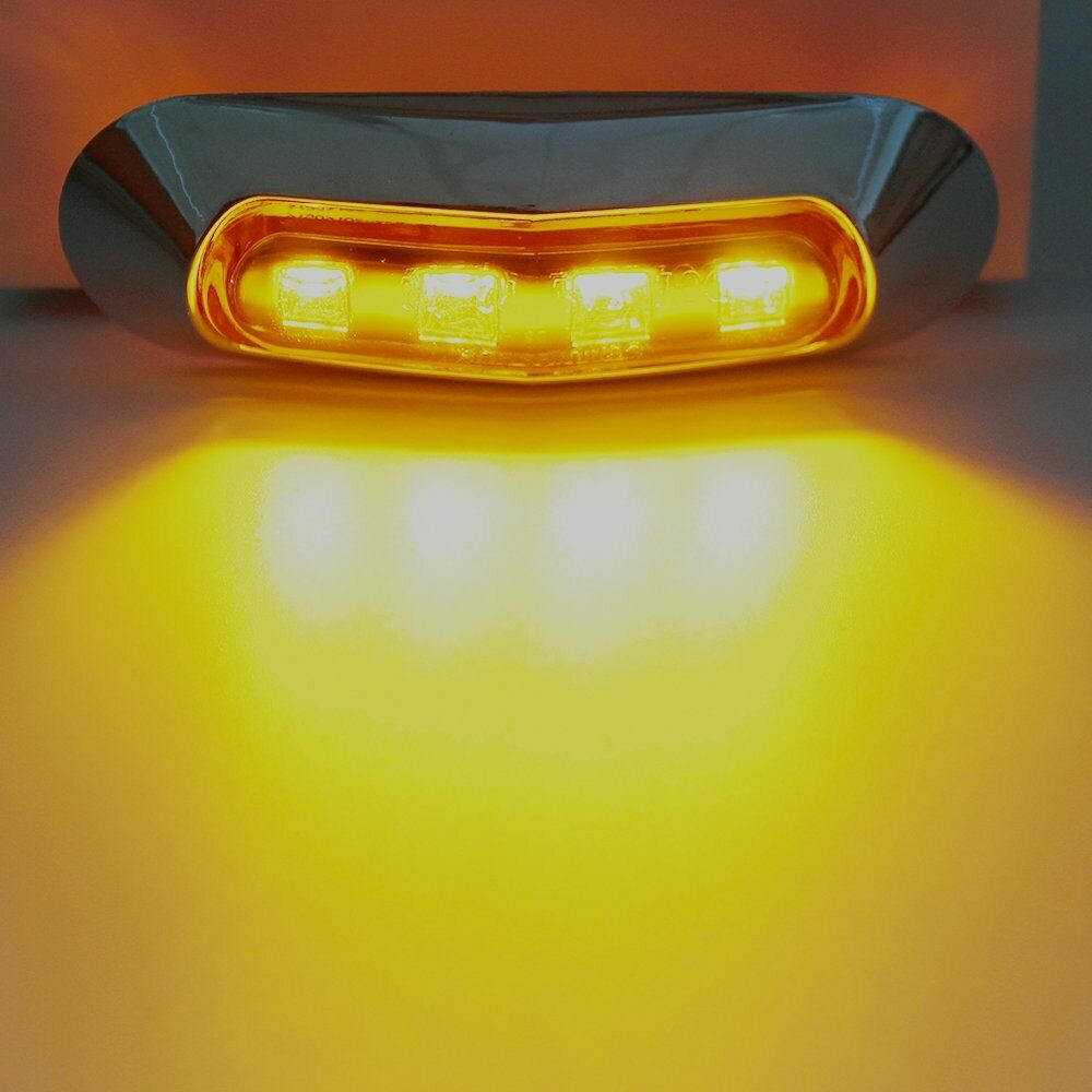 2Pcs Amber 4 SMD LED Side Marker Tail Lights Clearance Lamp Truck Trailer 12V
