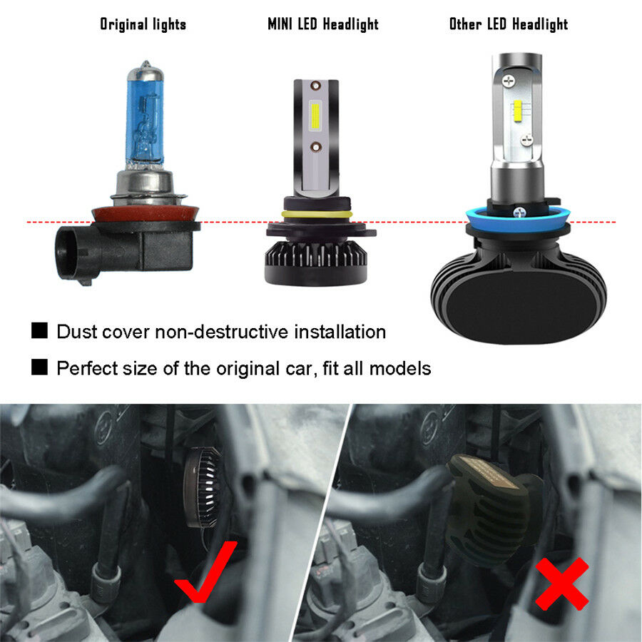 2PCS LED/Each Bulb 9005 LED Headlight Kit 72W Hi-Lo Beam Bulb 6000K Lamp