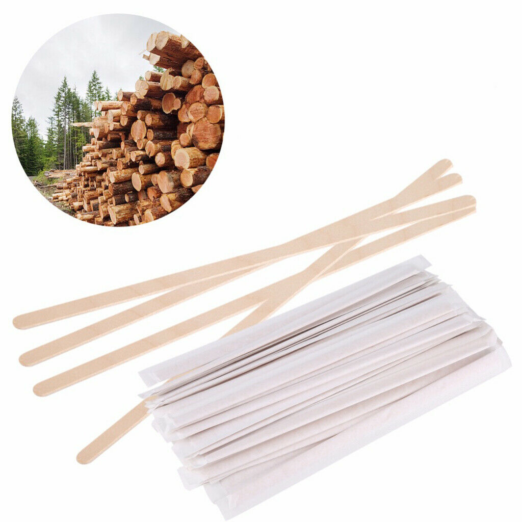 100 Pcs 140mm Disposable Wood Coffee Stirrer For Hot Cold Drink Beverage 5.5'',