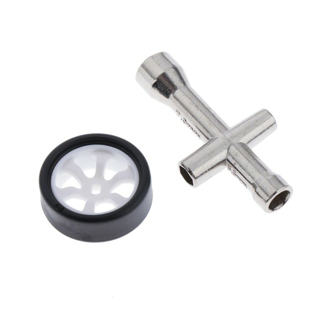 4x 1:28 RC Rubber Tires Plastic Wheel Rim And Cross Wrench Sleeve For K969