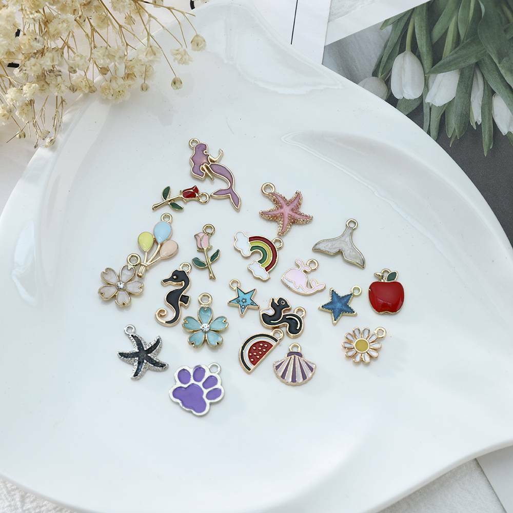 20x/lot Enamel Mixed Random Send Alloy Pendant Charms Jewelry DIY Accessories