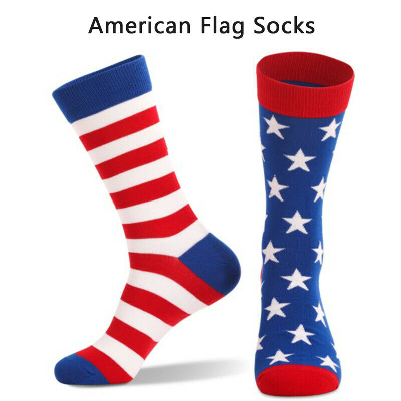 American Flag Socks For Men Stars and Stripes Cotton Portable Chic SockSJCA