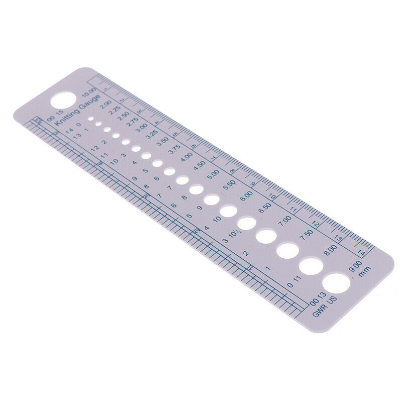 Knitting Accessories Needle Gauge Inch Sewing Ruler Tool CM 2-10mm Size Meas Lt