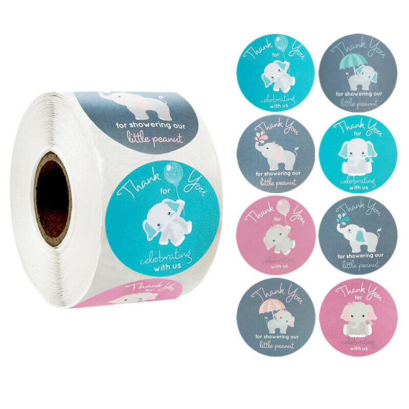 500pcs/roll round elephant thank you stickers scrapbooking for package la.l8
