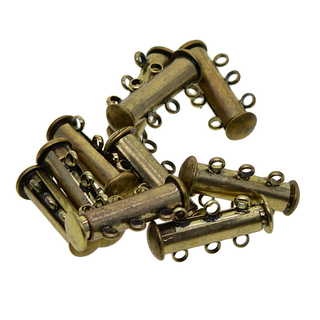 10Pcs Multi Strand Slide Magnetic Tube Clasps For Necklace Bracelets Bronze