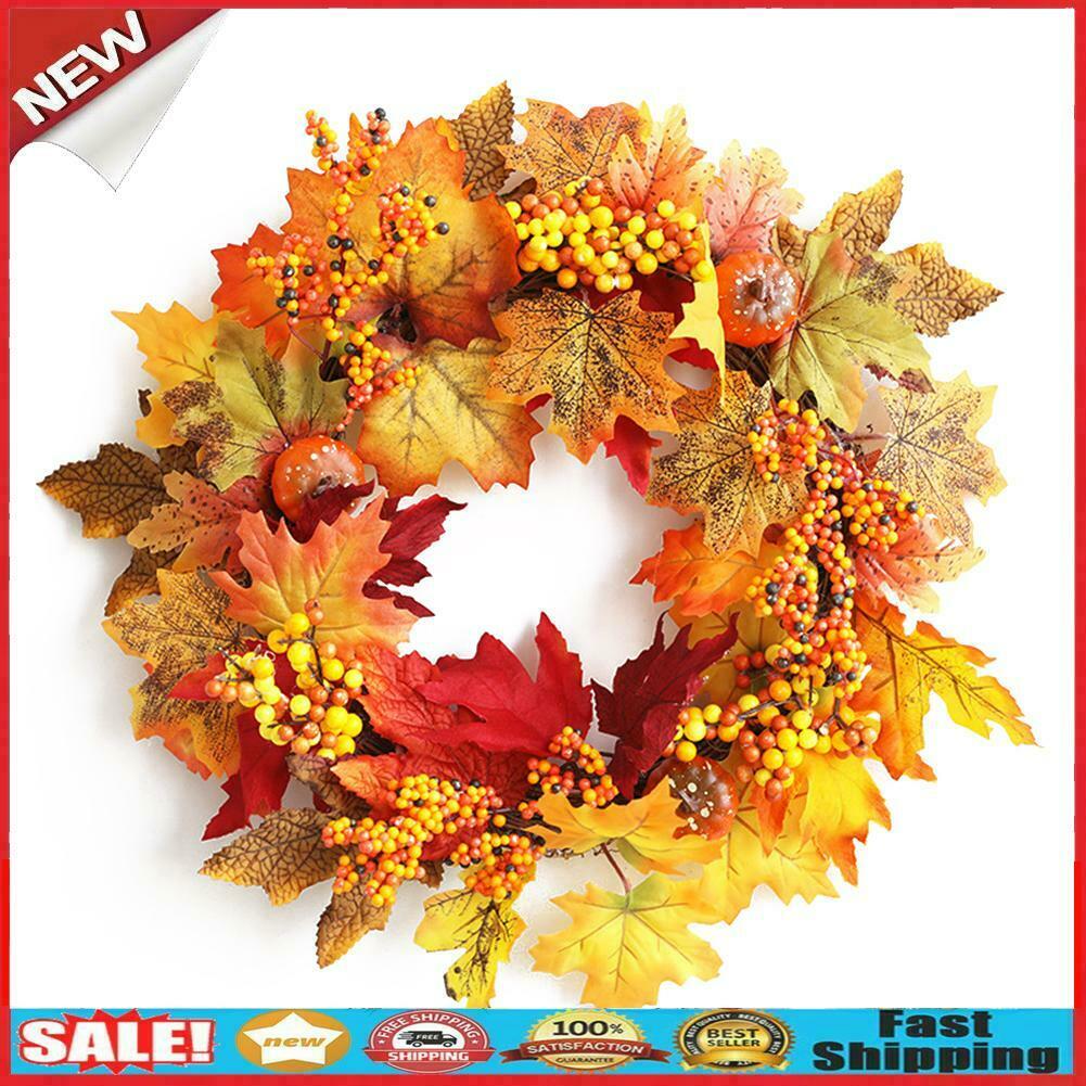 Halloween Maple Leaf Wreath Door Decor Hanging Pendant Simulation Garland @