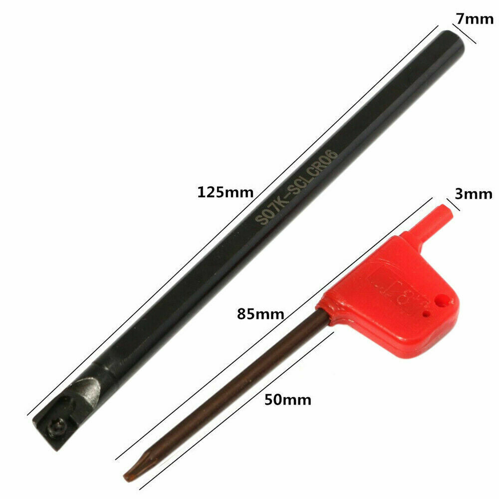 S07K-SCLCR06 7mmx125mm Lathe Boring Bar Turning Tool Holder +Wrench for CCMT0602
