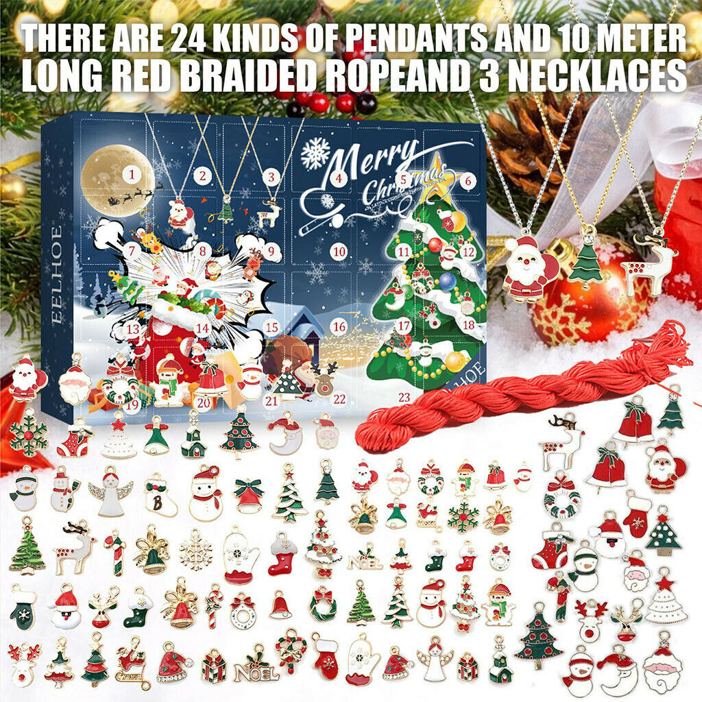 Advent Calendar 24pcs Christmas Tree Hanging Ornaments Gift for Kids Adults