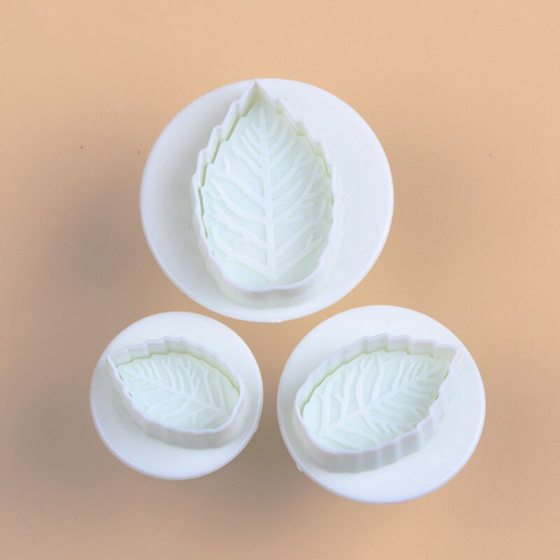 3pc Cutter Cake Mold Fondant Cookie Rose Leaf Plunger Sugarcraft Decoratin.l8