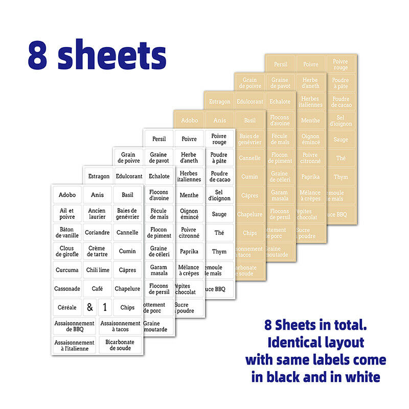 208PCS Kitchen Jars Stickers Cans Kitchen Spice Label Waterproof ResistantFCA