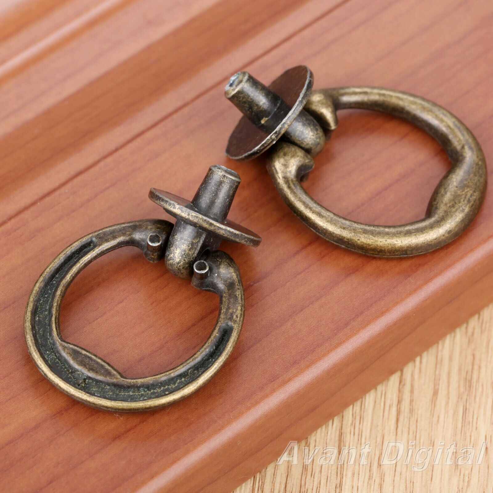 1Pc 46*36MM Cabinet Kitchen Drawer Door Knob Retro Bronze Tone Ring Pull Handle