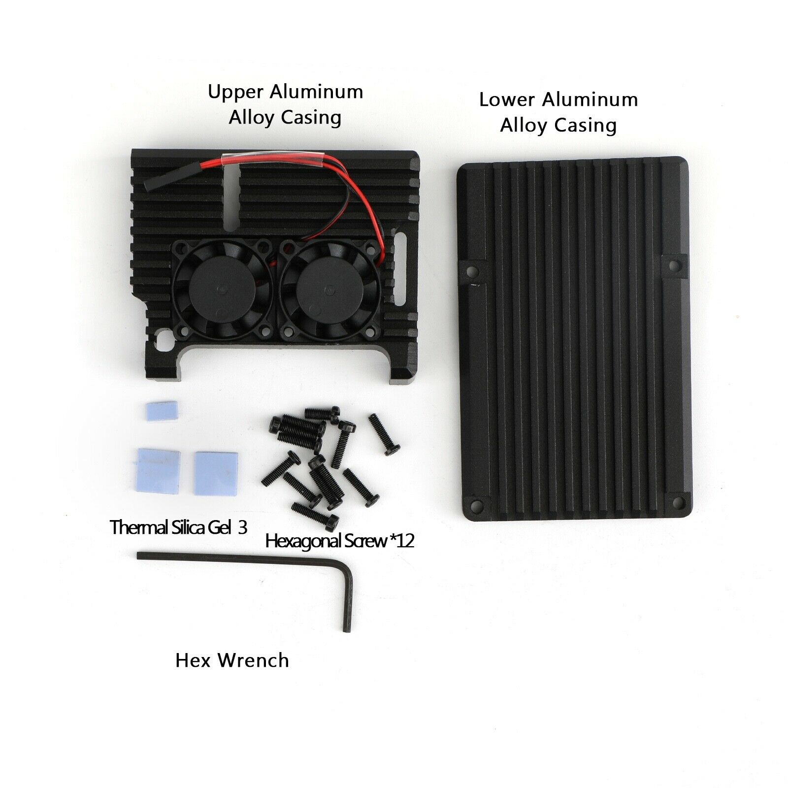 4x Latest CNC Aluminum Alloy Case Enclosure Cooling Fan For Raspberry Pi 4 4B