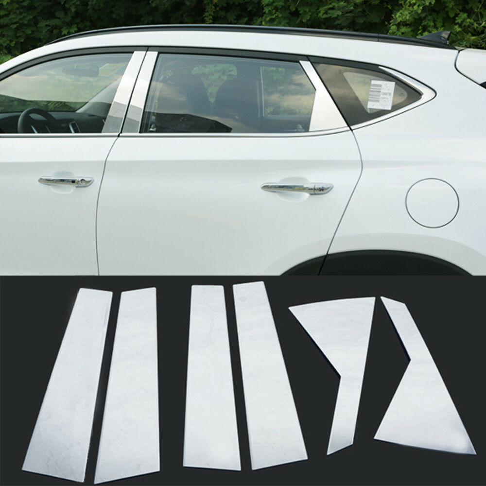 Fit for 2016-2020 Hyundai Tucson 6Pc Chrome Pillar Post Trim Stainless Steel