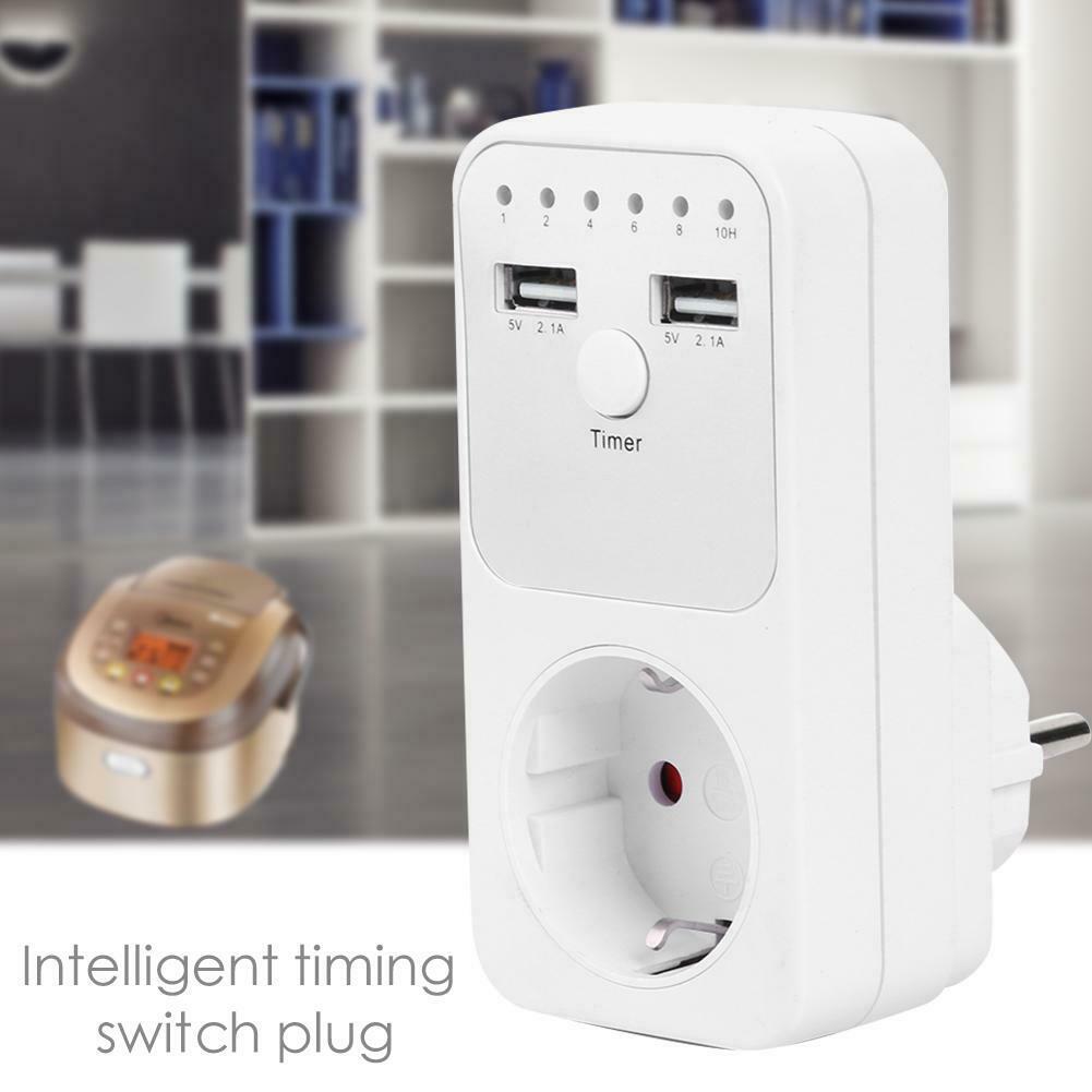 Dual USB EU Plug Timing Socket Timer Switch Countdown Outlet Controller @