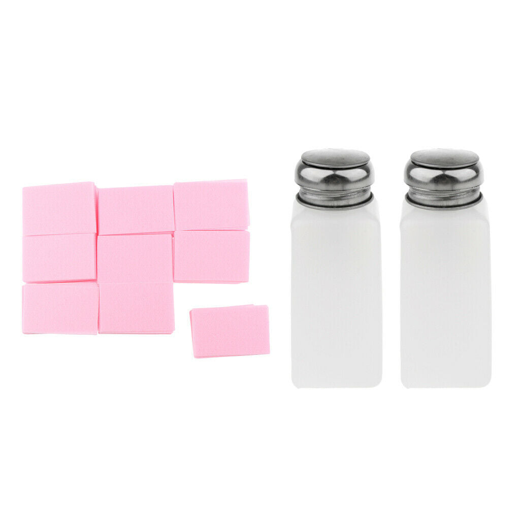 2Pcs Nail Polish Remover Pump Dispenser Press Bottle 250ml+700pcs Nail Wipes