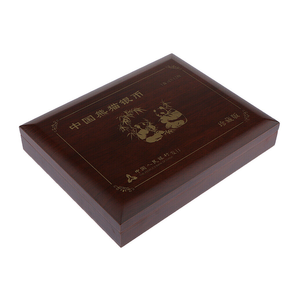Classic Panda Wooden Military Challenge Coin Box Storage, Coins Medal Display