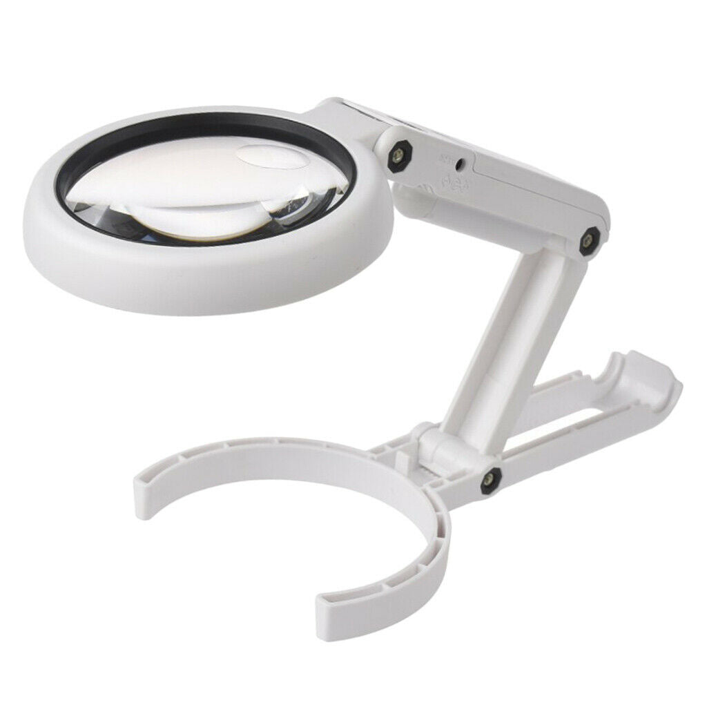 Folding Eight-LED Lighted 5X 10X Magnifier Magnifier Loupe for Coins Maps