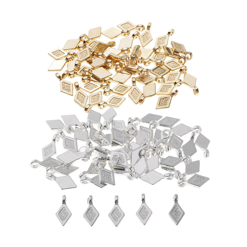 50pcs alloy rhombus bail charms pendants DIY jewelry making findings Craft