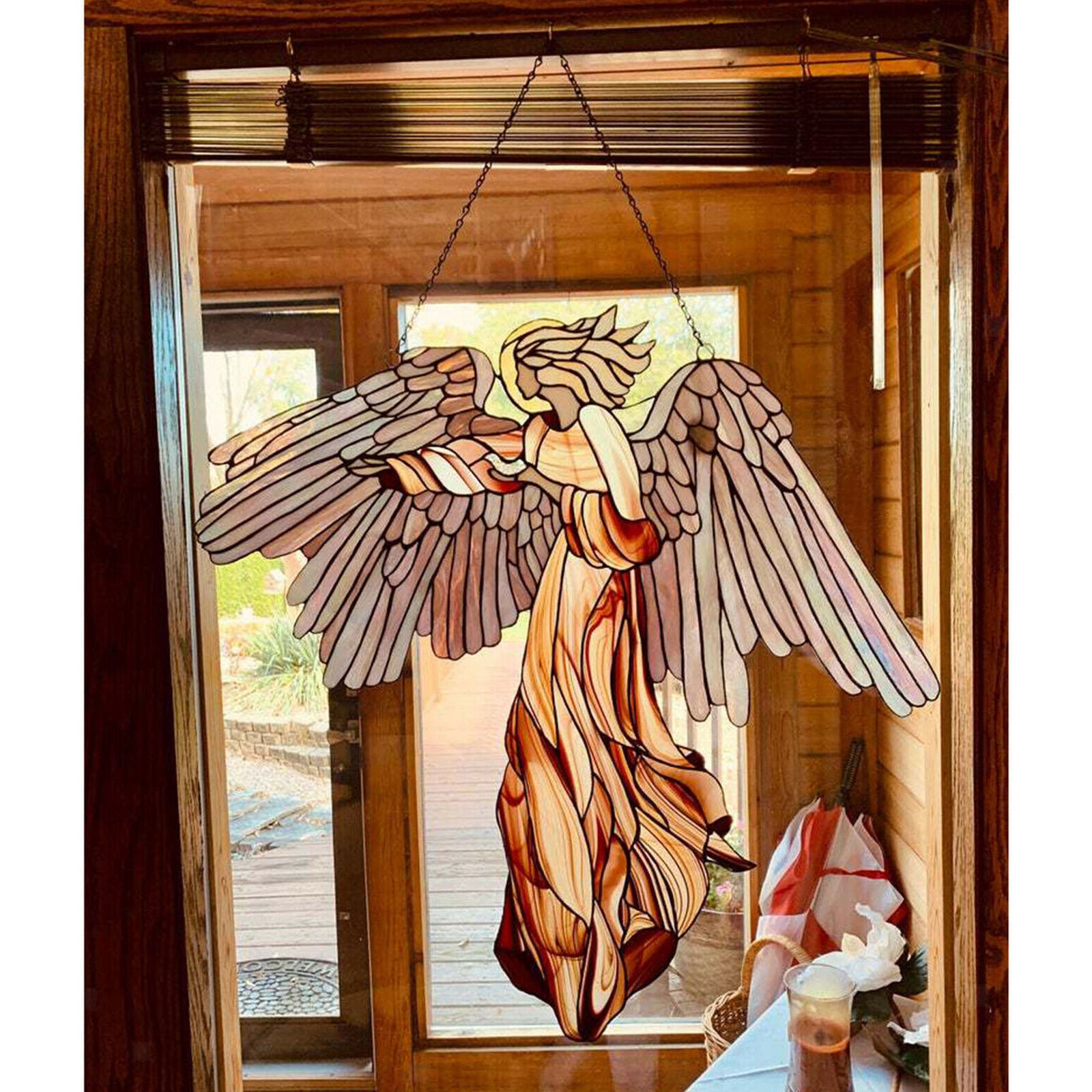 Wall Art Garden Home Decoration Hanging Angel Wings Pendant Ornament 30x29cm