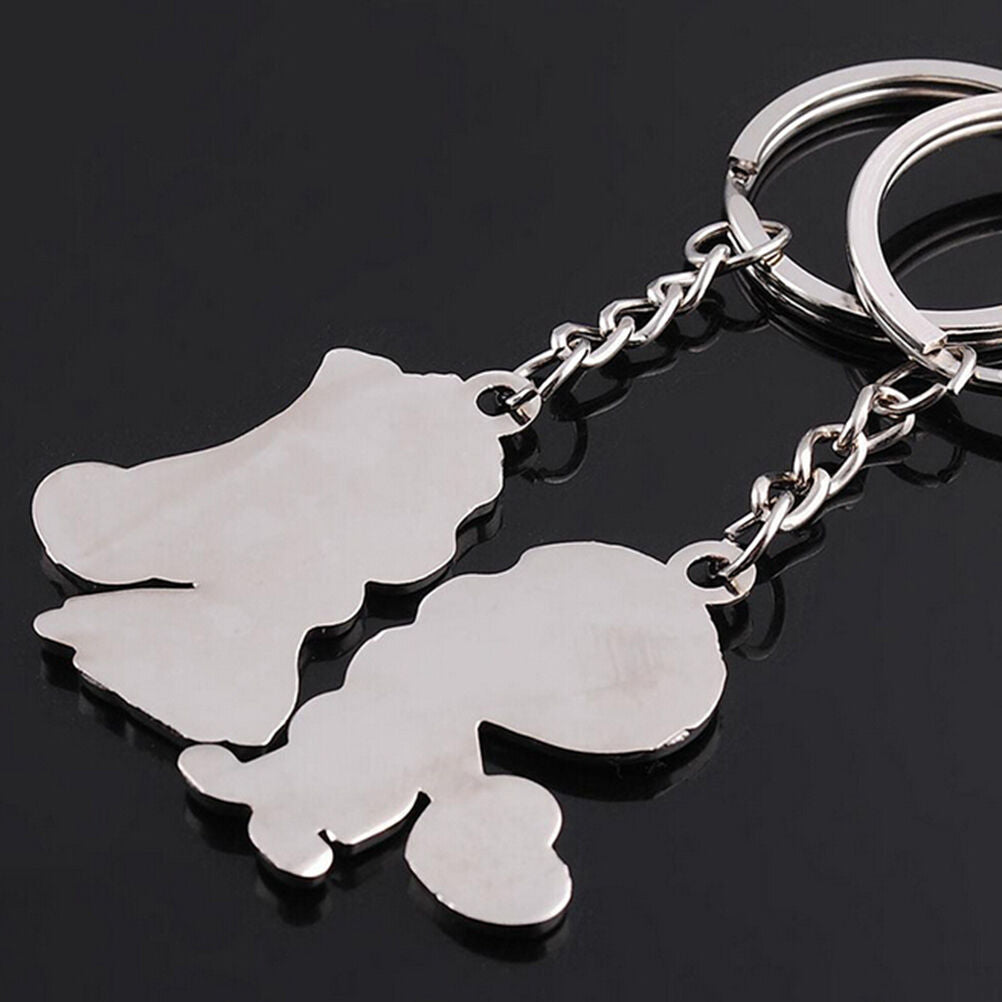 Couple Gift Key Ring Fob Metal Bride Groom Heart Love Keychain 1 Pair LJ J.l8