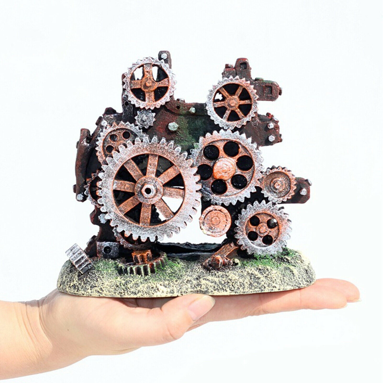 Unique Aquarium Ornament Gear Statue Landscaping Fish Tank Decoration Crafts