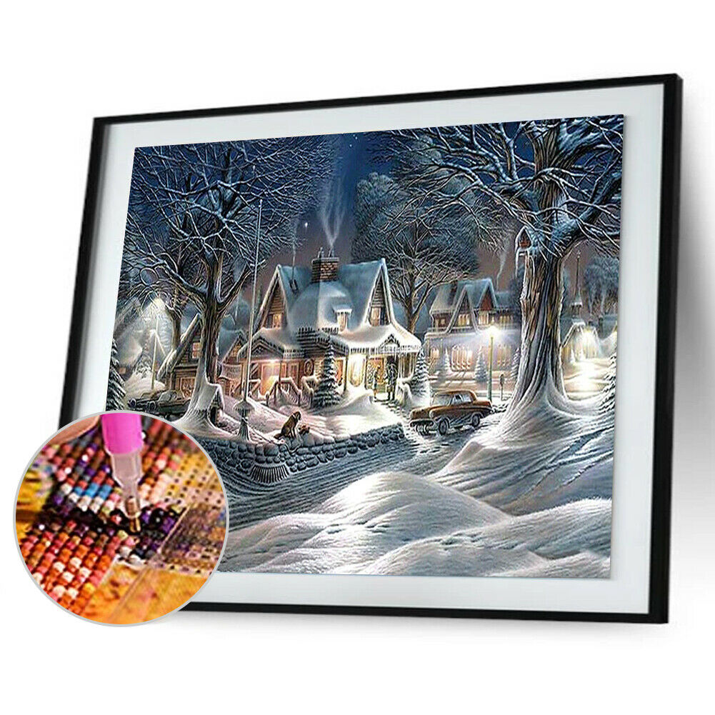 Snow View 5D Diamond Painting Embroidery DIY Cross Stitch Home Decor Gift @