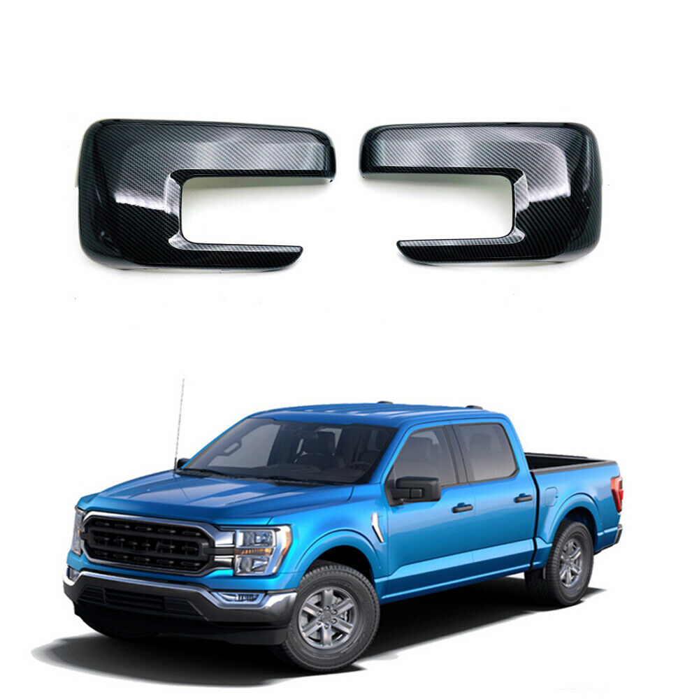 Carbon Fiber Style Rear View Side Mirror Covers Trim For Ford F150 F-150 2021-22