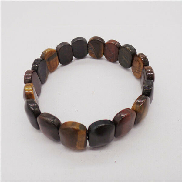 1 Strand Red Tiger Eye Gem Rectangle Beads Hand Row Elastic Bracelets HH9714