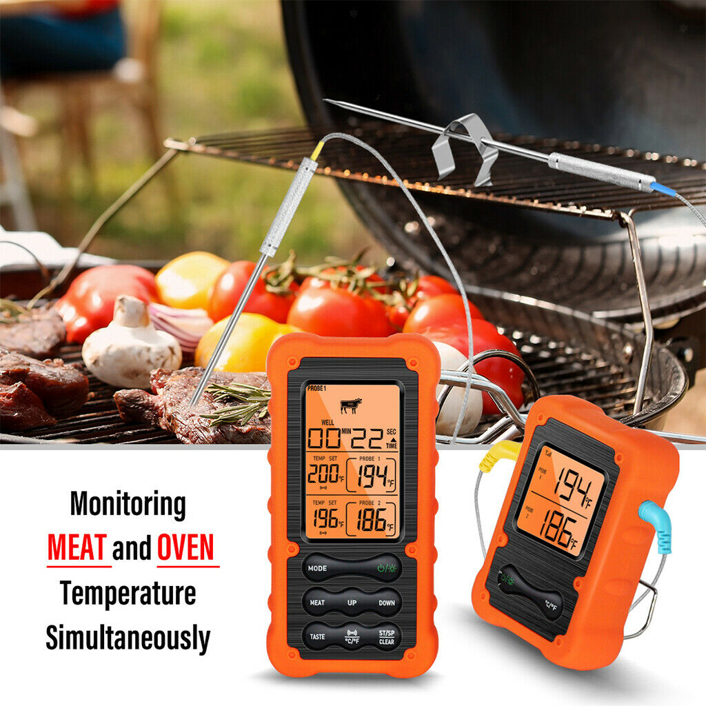 Remote Meat Thermometer Stainless Steel Probes Food Grill Thermometer