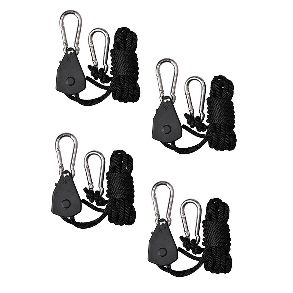 2 Pair 150lbs Adjustable Ratchet Rope Grow Light Rope Hanger Garden Supplies