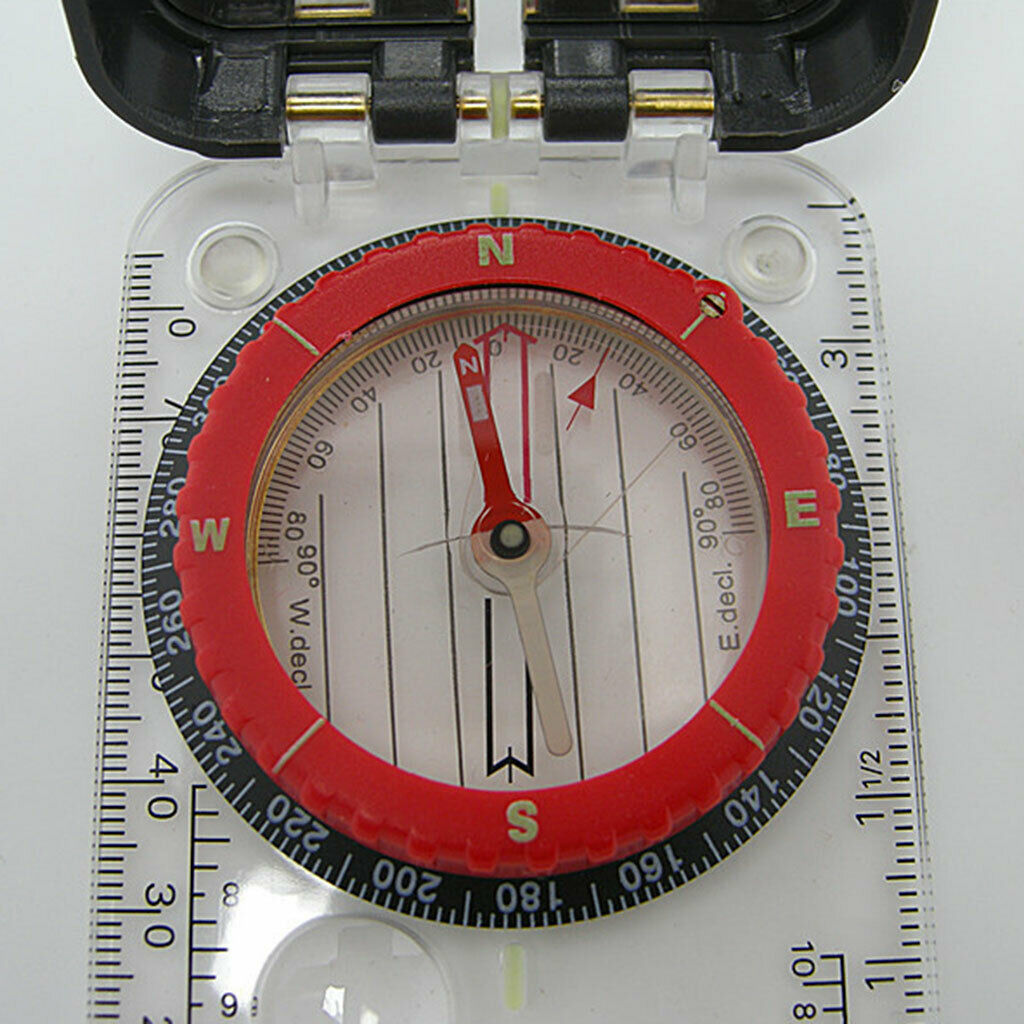 1xSturdy Acrylic Ruler Magnifier Mirror Compass Lanyard Waterproof Pocket Size