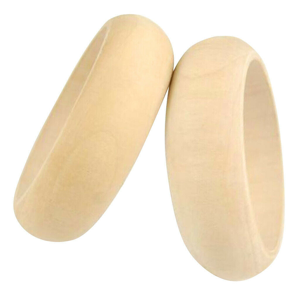 2Pcs Wood Wooden Bangle Unfinished Bracelet DIY Jewelry Making Crafts 70mm