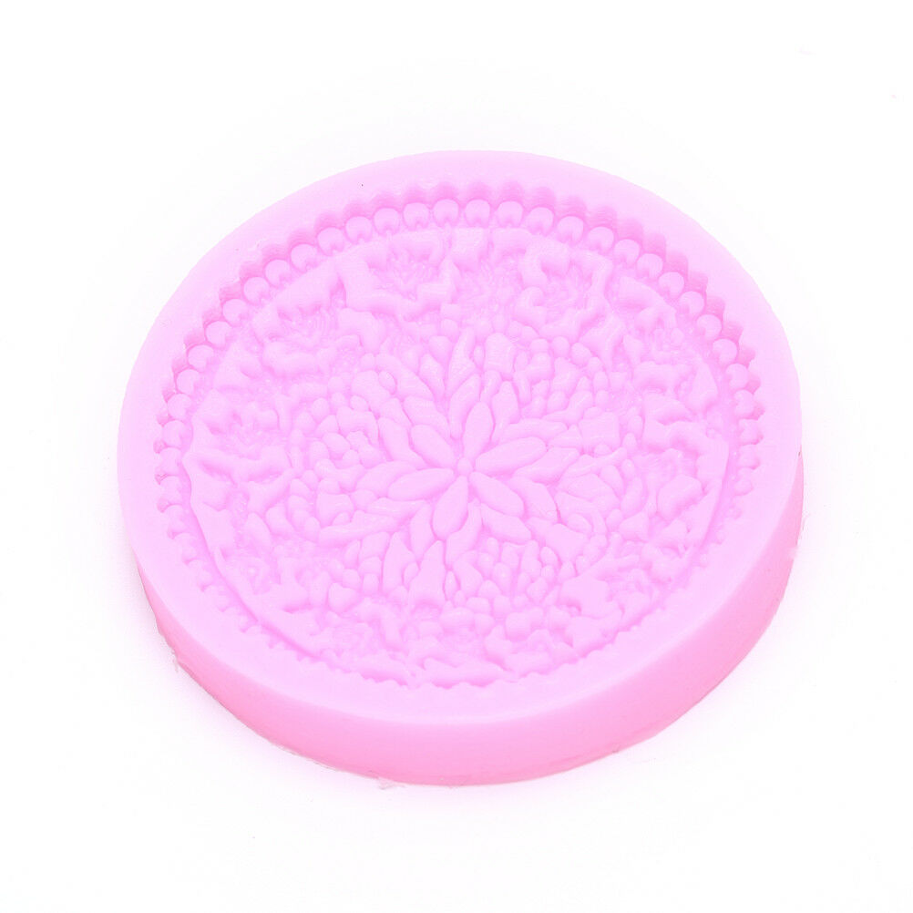 DIY Flower Vine Pattern Lace Round Silicone Cake Mold Fondant Cake Decora.l8