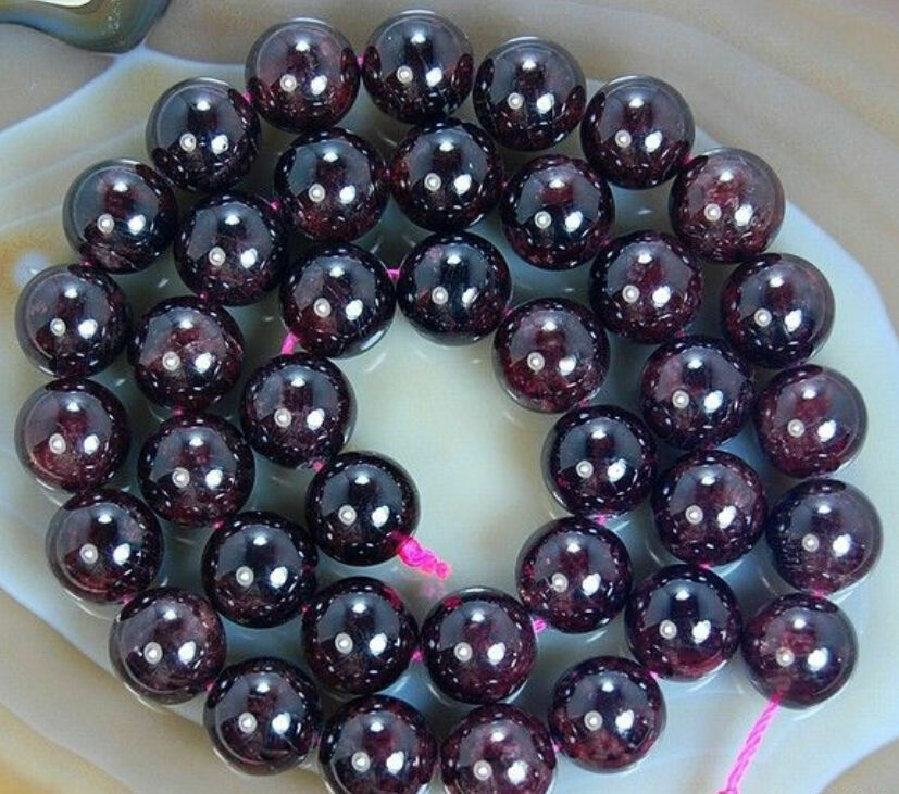 9mm Natural Sri Lanka Garnet Round Stone Beads 15"
