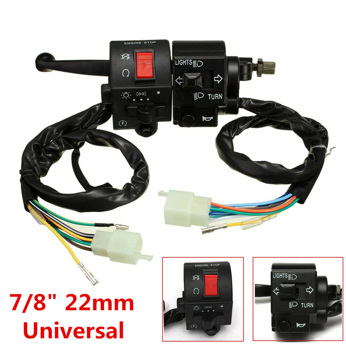 12V Universal 7/8" Motorcycle Handlebar Horn Turn Signal Start Switch For Suzuki