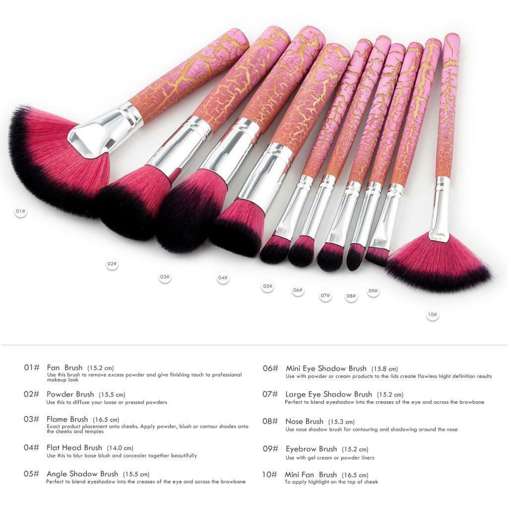 10 Pieces Wood Handle Cosmetic Makeup Brush Powder Foundation Eyeshadow Set