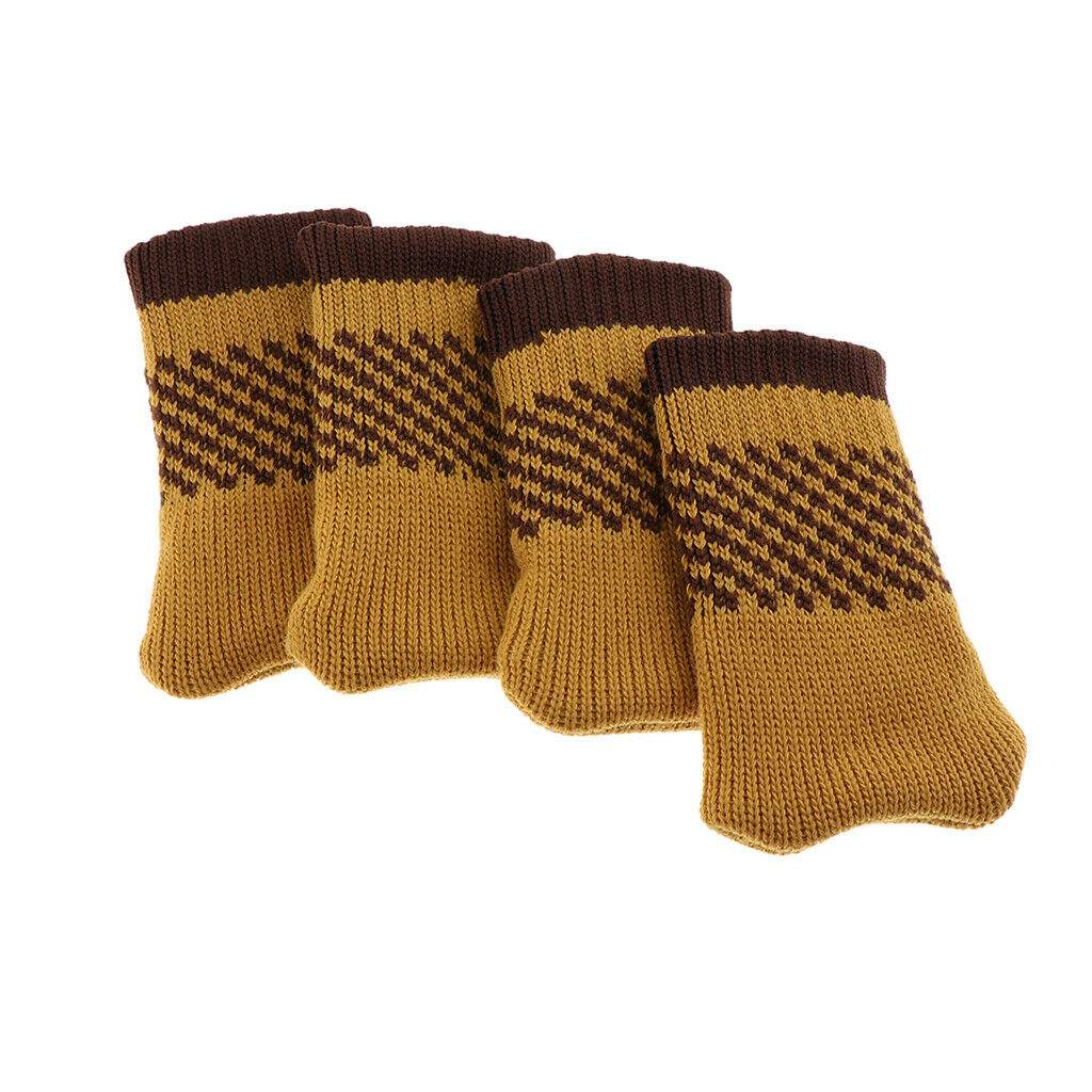 4pcs Knit  Socks Chair Leg Floor Protector Covers Wheat Yellow