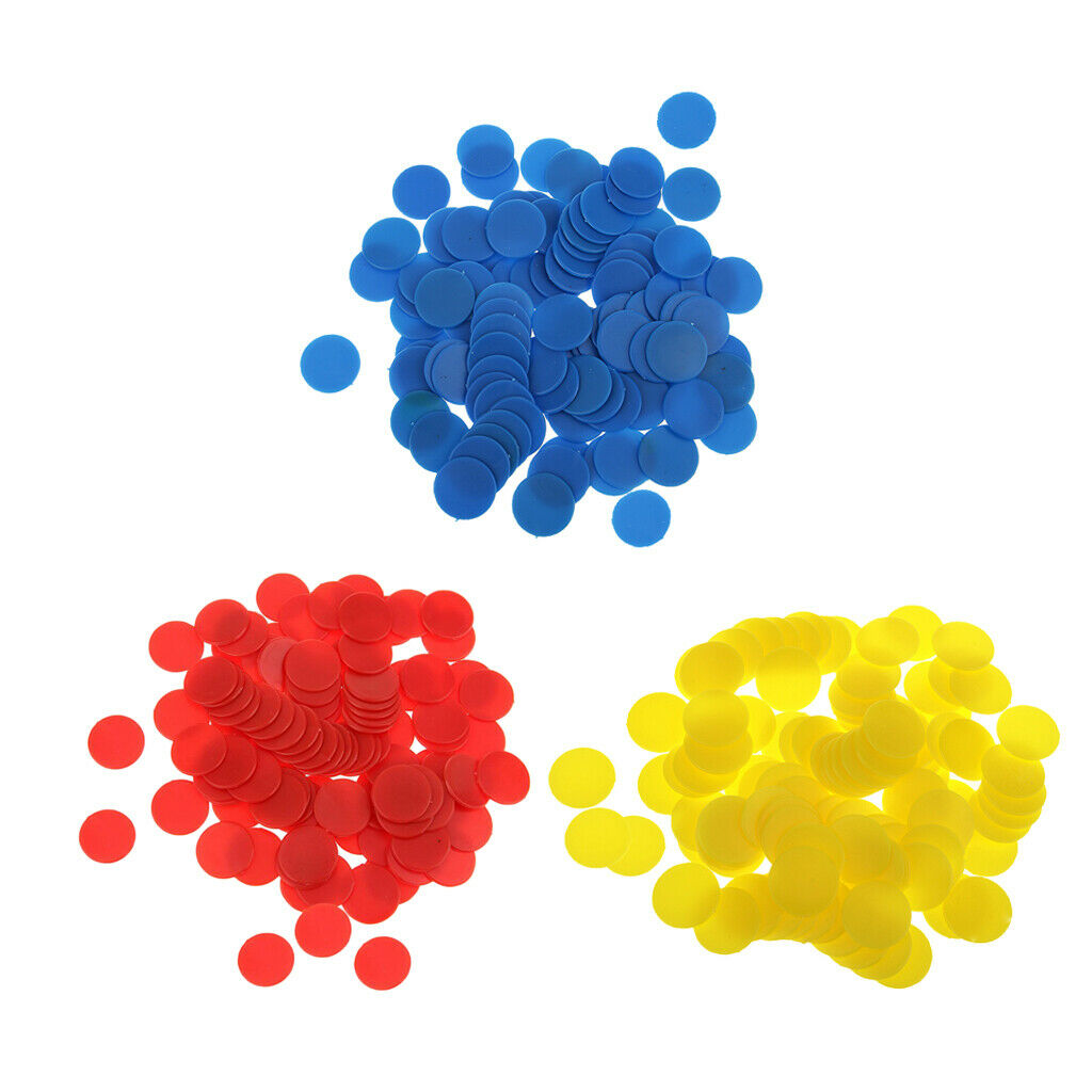 300x Plastic Math Poker Chips 18mm for Board Family Games Red/Blue/Yellow