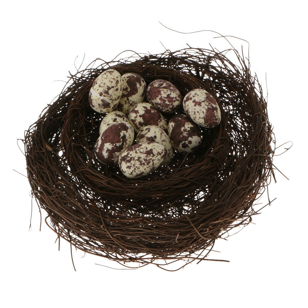 10pc 1.2'' Artificial Nest Bird Eggs Easter Eggs Kitchen Staging Prop-Yellow
