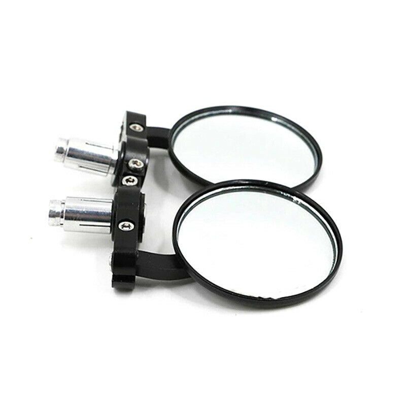 Black Motorcycle Round 7/8" Bar End Rearview Side Mirrors For Bobber Cafe Ra.DD