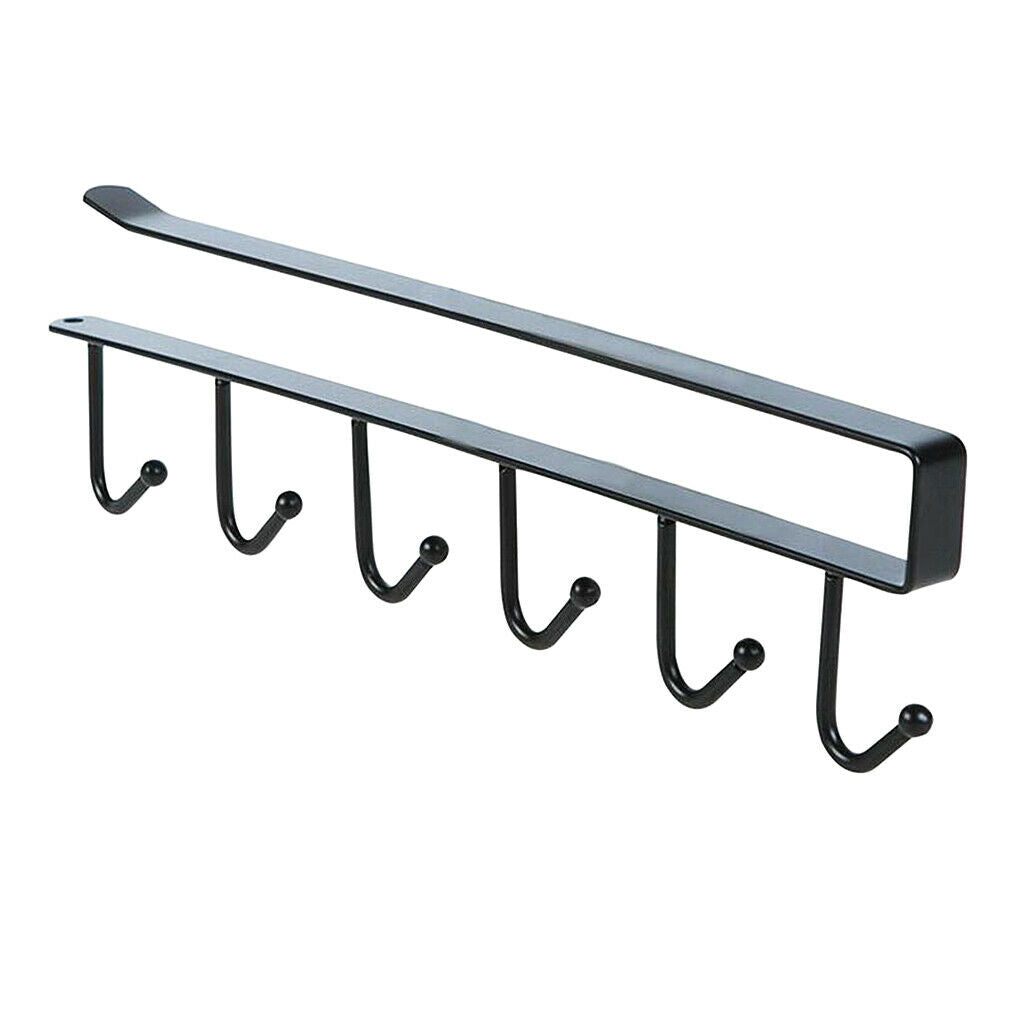 Kitchen Cupboard Storage Shelf Holder 6 Hook Under Cabinet Rack Organiser