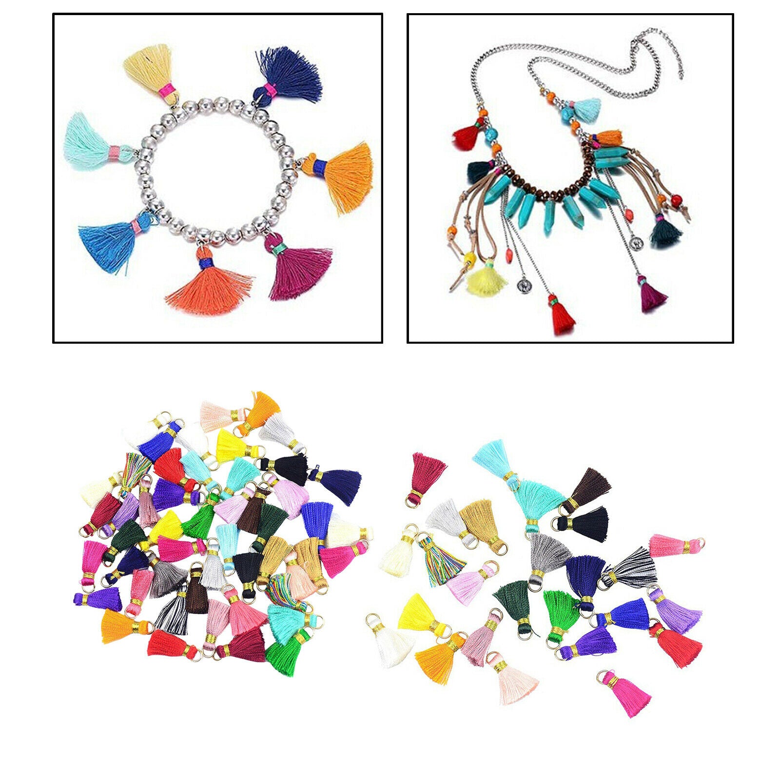 Charms Tassel Kit Bulk Mixed Color Metal Tassel Charm Pendants for DIY Woman