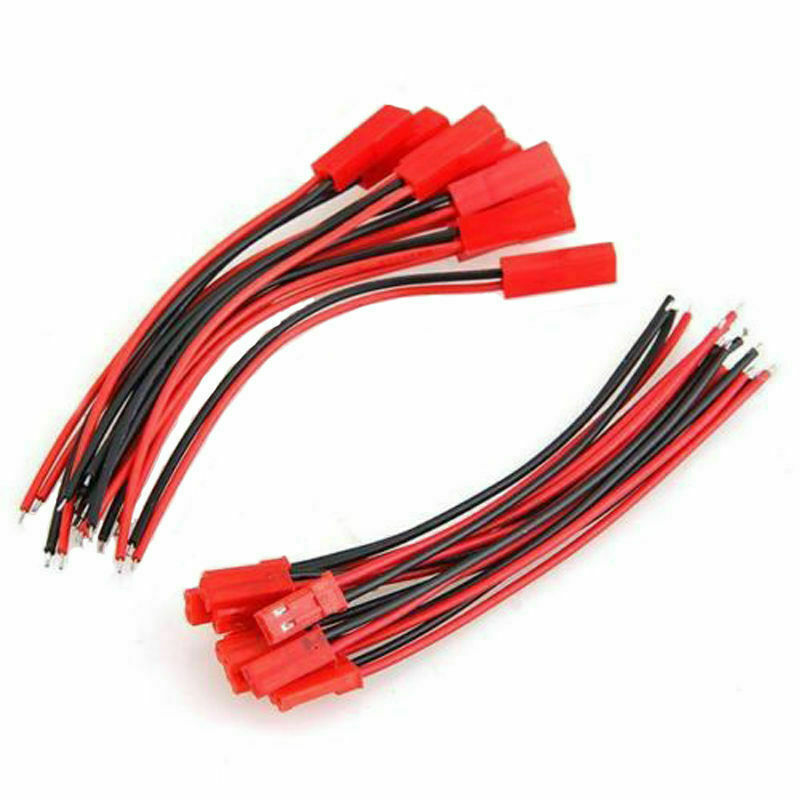 10 Pair 100mm JST Connector Plug Cable Line Male+Female for RC BEC Lipo Battery.