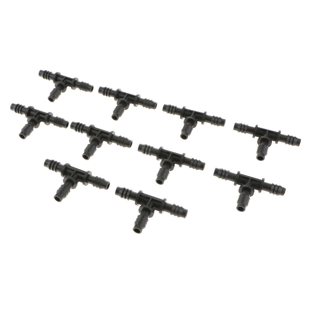 10 Pcs Micro Drip Irrigation System Dripper Tee Pipe Adapter Barb Hose